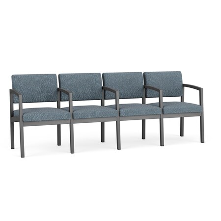 Lesro Lenox Steel 4 Seat Tandem Seating Metal Frame, Charcoal, RF Serene Upholstery LS4103